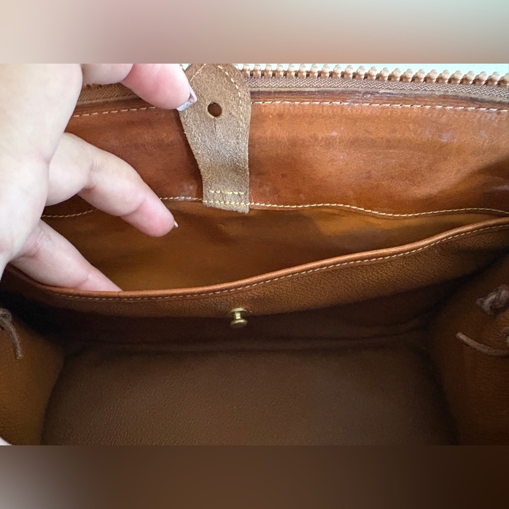 Dooney & Bourke Cream Pebbled Leather Satchel with Brown Trim - Picture 9 of 12